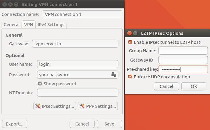 Enter credentials