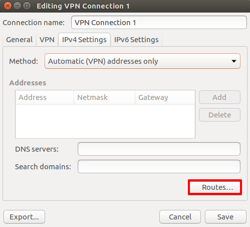 Routes configured to enable access to the iDRAC network