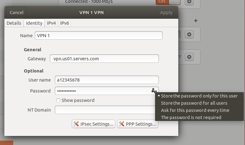 Establish a VPN connection and access iDRAC