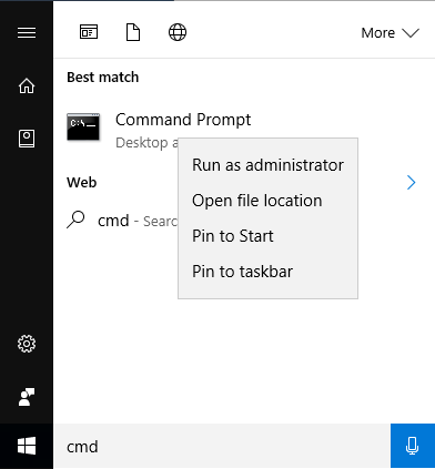 Open Command Prompt as an administrator