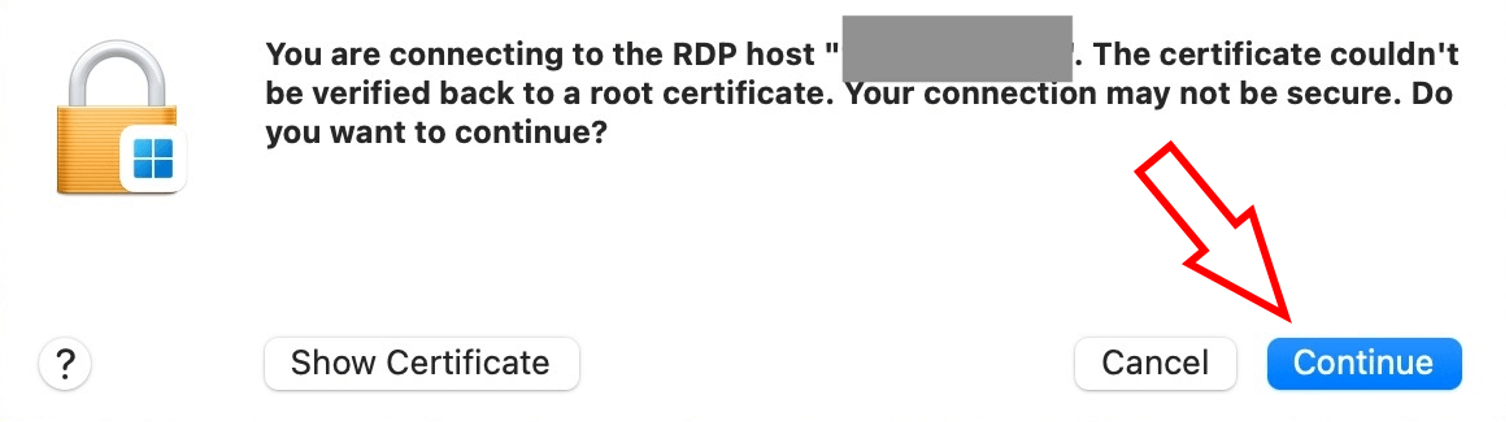 Accept the certificate