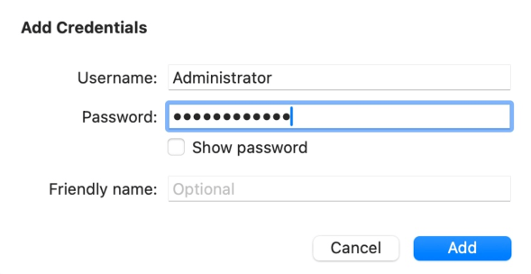 Enter username and password