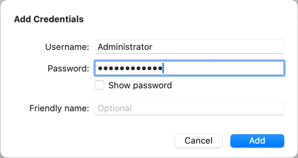 Enter username and password