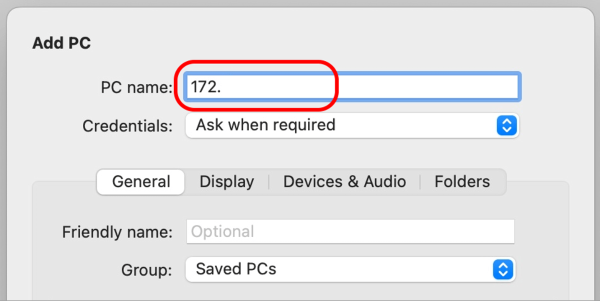 Enter server IP address