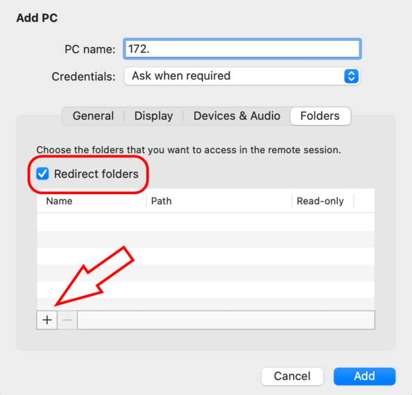 Redirect folders for file transfer