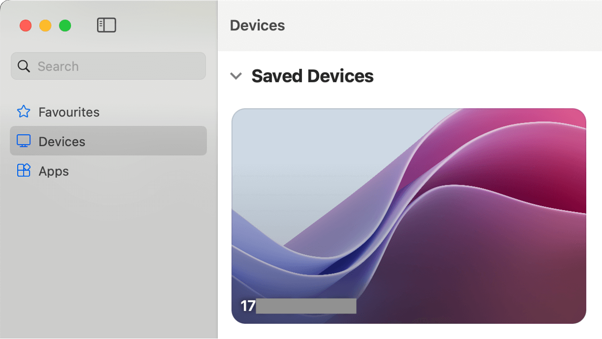 Click the saved server in Devices