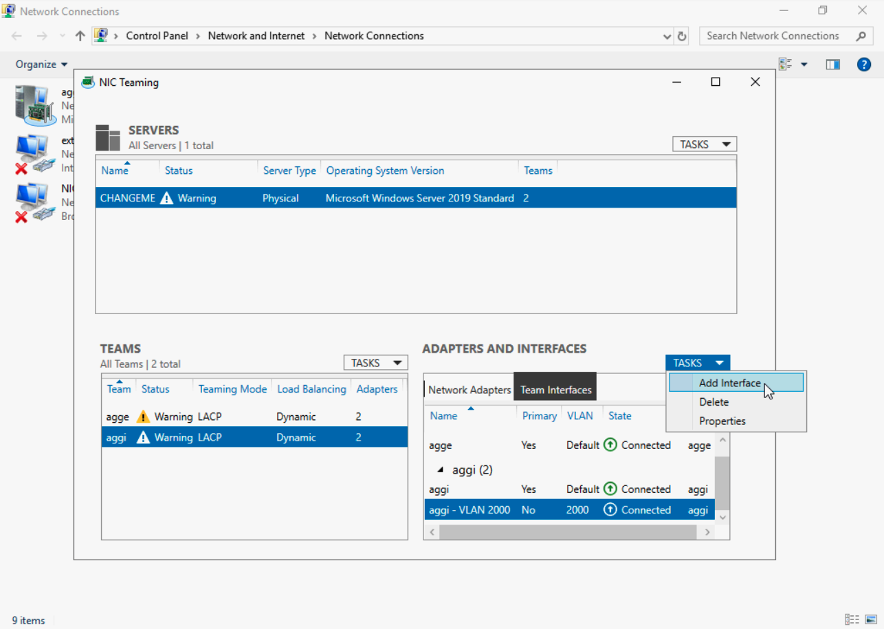 Add Interface in the Adapters and Interfaces section