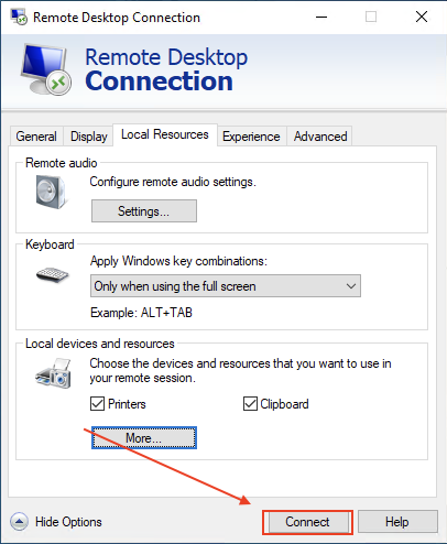 Click Connect
