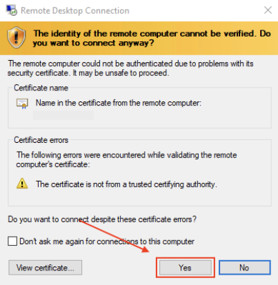 Accept the certificate